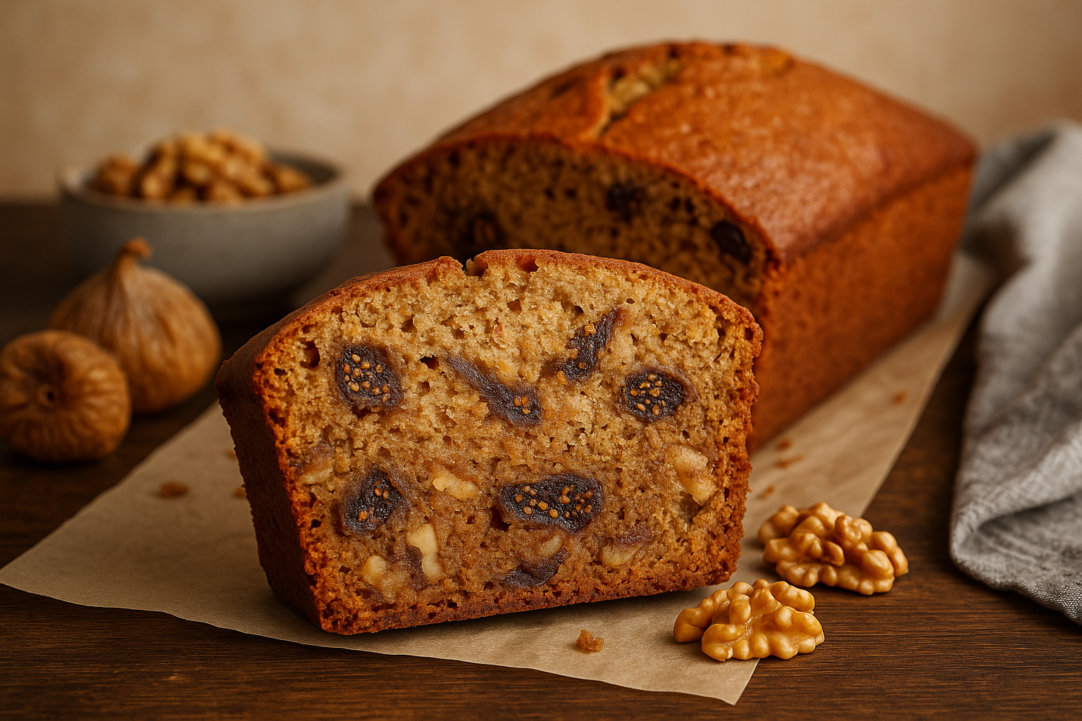 bizcocho de higos secos y nueces